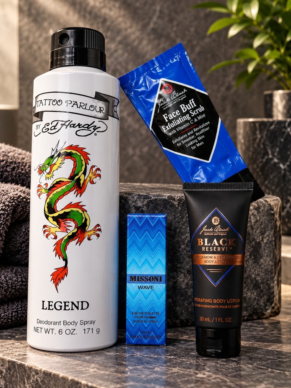 Ed Hardy Men's Deodorant And Skin Care Set